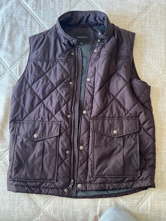 Banana Republic Plum Quilted Vest with Snap Details