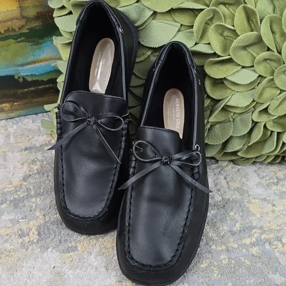 Kenneth Cole Driving Dash Black Leather Kids Shoes Size 6