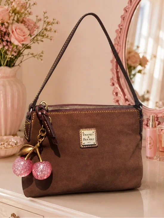 Vintage Y2K Dooney & Bourke D&B suede small hobo shoulder bag Soho Brown