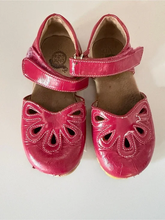 Livie & Luca Girls' Pink Mary Jane Floral Cutout Shoes watermelon colour