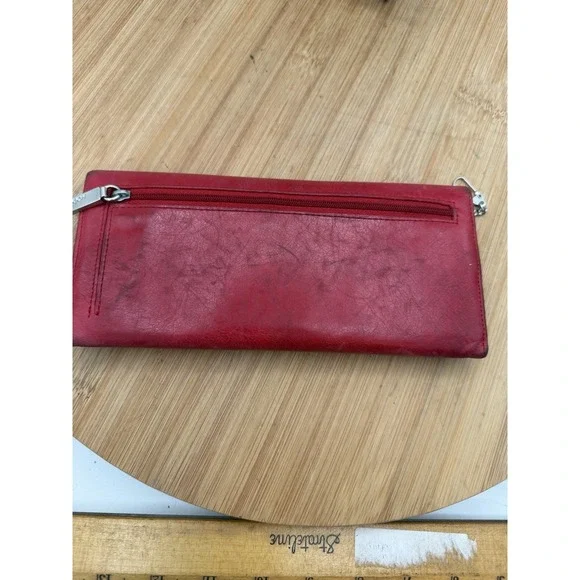 HOBO INTERNATIONAL Ruby‎  Red Leather Clutch  Clean Inside Magnetic
