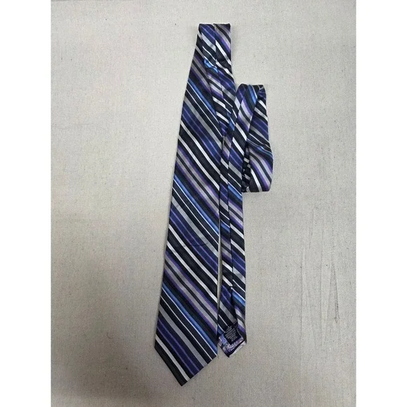 Ted Baker London Silk Tie Blue‎ Purple Grey Black Striped Paisley RN 121148
