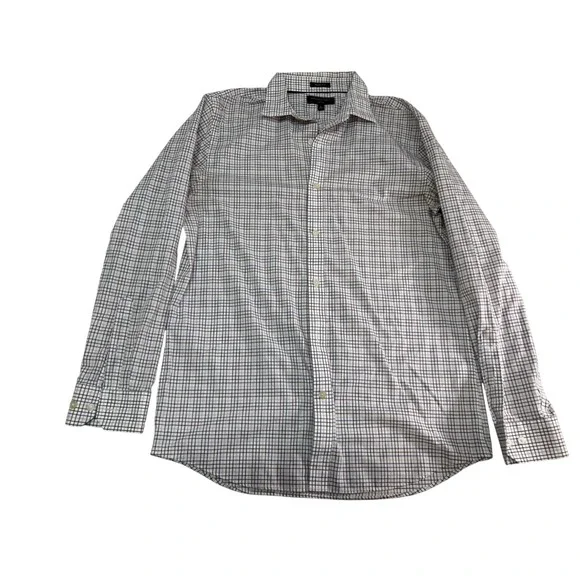 Banana Republic check dress shirt Men's size Large white‎ long-sleeve