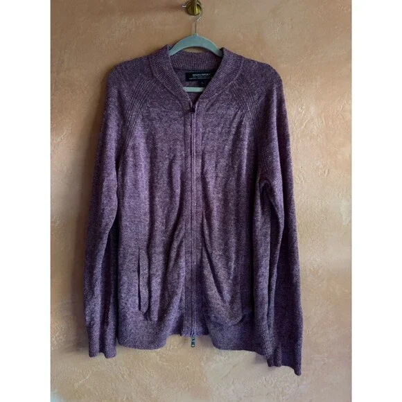 Banana Republic Linen Zip Sweater Jacket Men’s Large Burgundy Full Zip