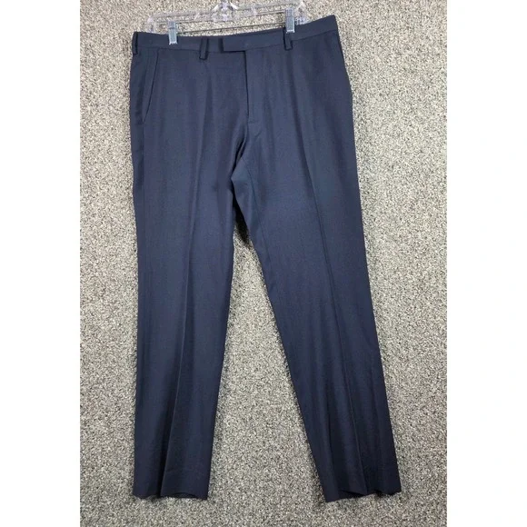 Banana‎ Republic Dress Pants Mens 33x30 Navy Blue 100% Wool Flat Front Trousers