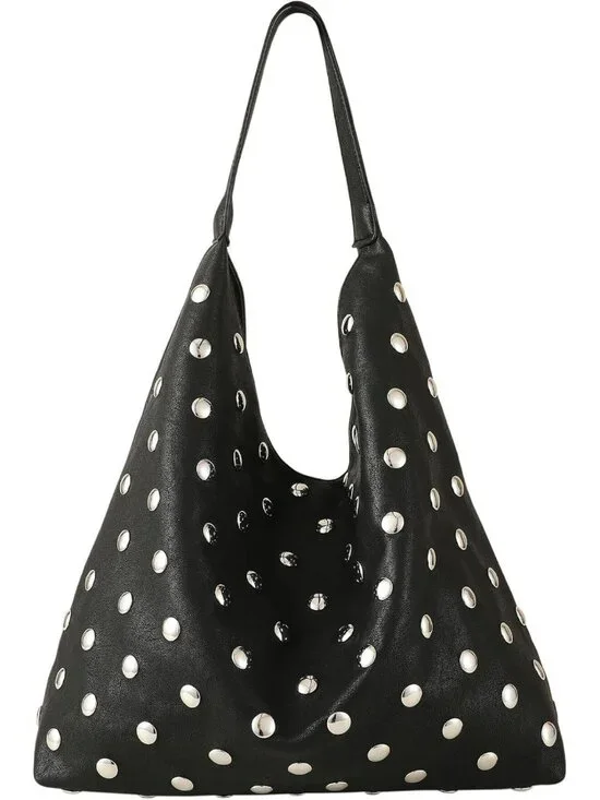 Stylish Studded Hobo Purse | Leather Tote Bag | Rivet Shoulder Handbag for Women