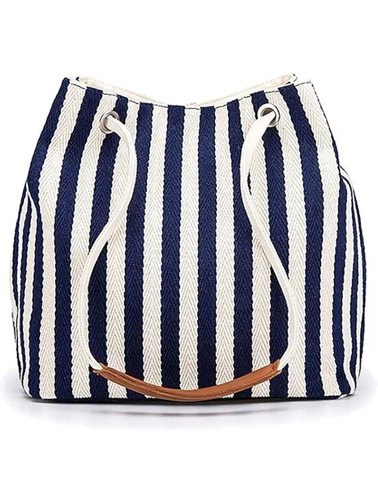 Stylish Striped Canvas Tote Bag with Adjustable Strap | Perfect for Beach