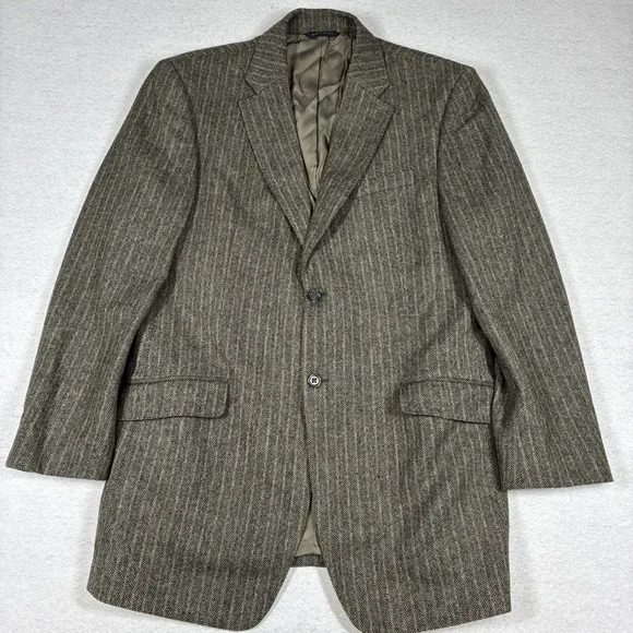Banana Republic Men's Brown Herringbone Wool Blazer Tailored Fit 2-Button 46L