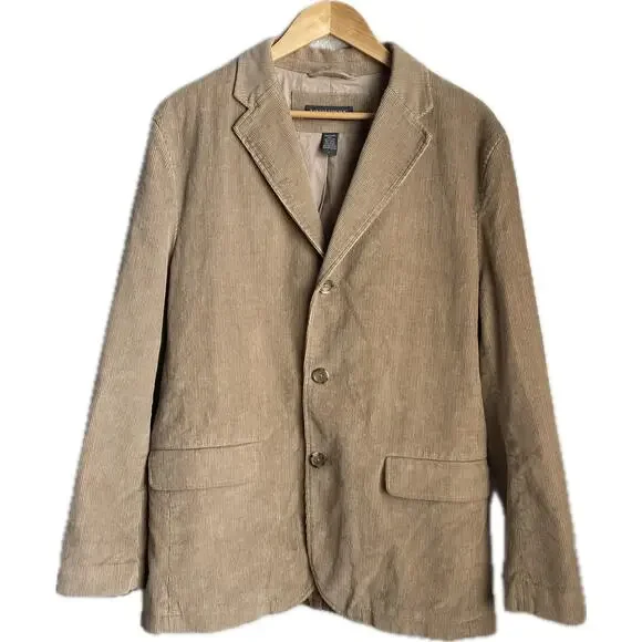 BANANA REPUBLIC Corduroy Blazer Sport‎ Jacket Mens L Tan Brown Preppy Academia