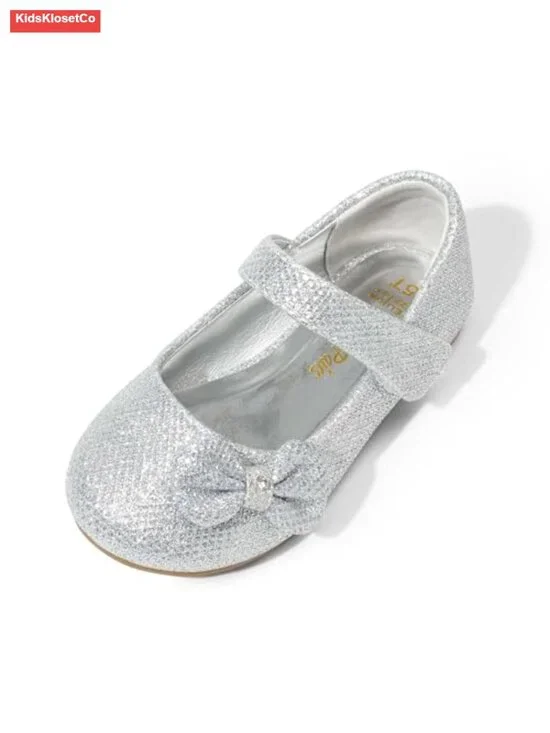 Toddler Girls Mary Jane Flats with Bow, Hook & Loop Closure, Vegan Leather or