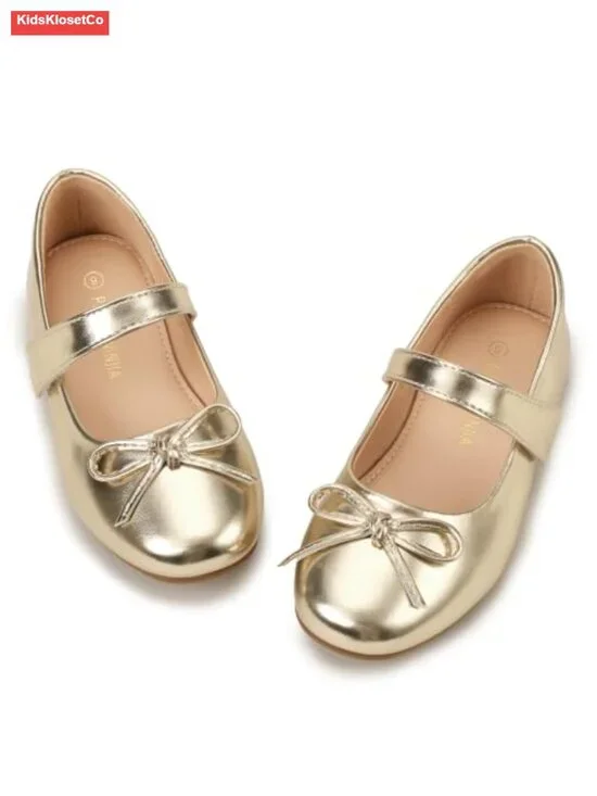 Girls Dress Shoes Toddler Flower Bows Mary Jane Ballet Flats Square Toe Hook &