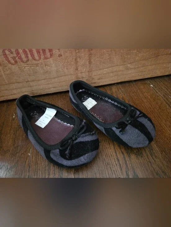 Baby Gap Toddler 6 Black/Grey Bleeker Ballet Flats