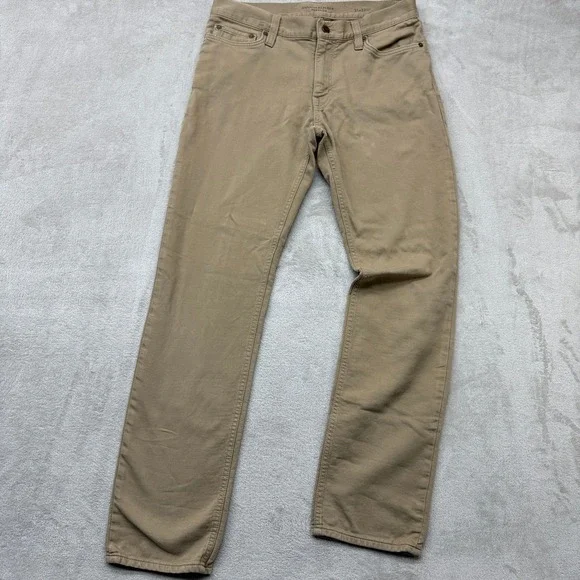Banana Republic Traveler Pants Men 31x32 Tan Slim Fit Chino Khaki Stretch Casual