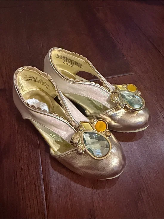 Disney Girls Metallic Rose Gold Jewel Mary Jane Dress Shoes