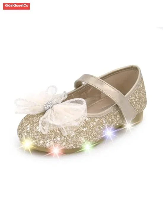 Light Up Toddler Girls Ballet Mary Jane Bow Flat Shoes
