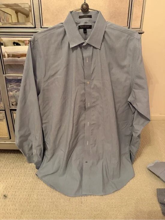 Banana Republic Men's Blue Pinstripe Dress Shirt