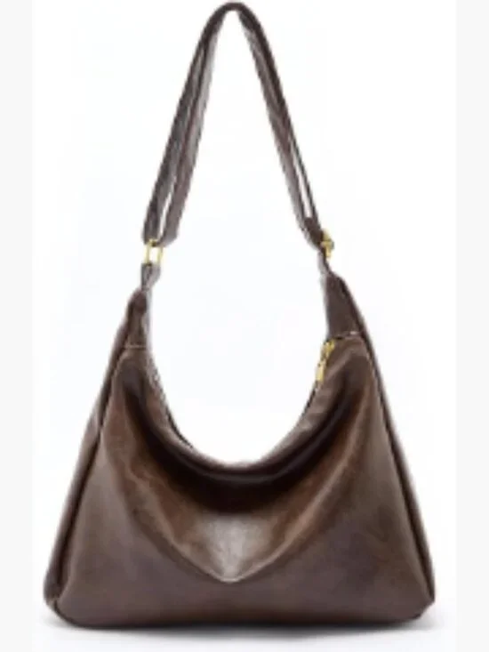Ultra Soft Foldable Vegan Leather Hobo Bag Slouchy Shoulder Tote