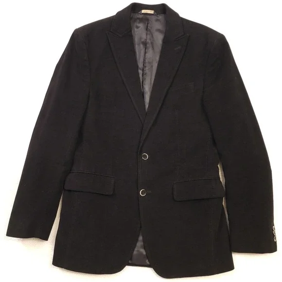Banana Republic Sport Coat Mens 38R Black Tailored Fit Cotton Blazer Corduroy