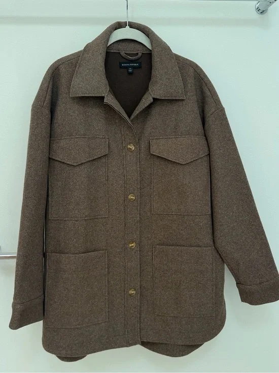 Banana Republic Men's Tan-Brown Wool-Blend Shirt Jacket