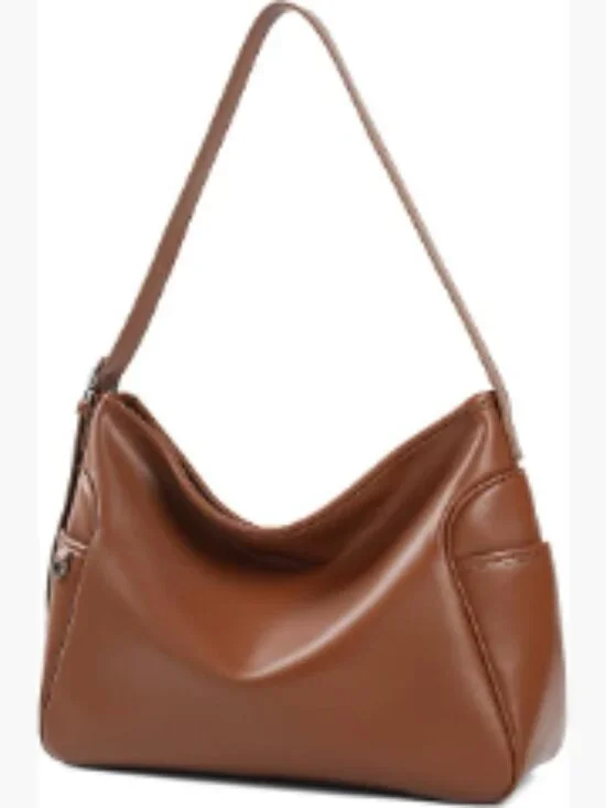 Faux Leather Hobo Tote Bag with Adjustable Shoulder Strap