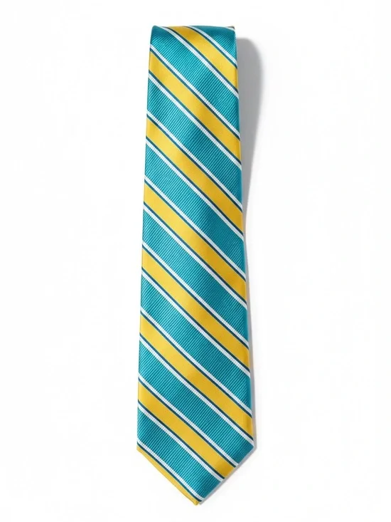Brooks Brothers Makers Vintage Silk Tie Aqua Gold Stripes Preppy Made in USA