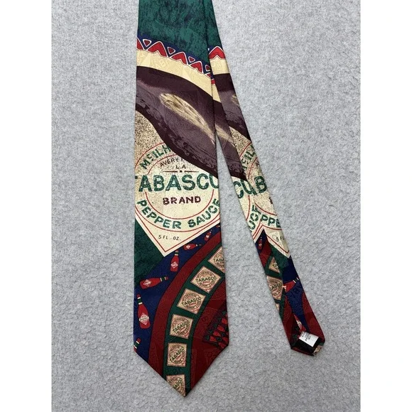 Tabasco Tie Mens Multicolor Hot Sauce Chili Peppers Silk Necktie USA Novelty‎