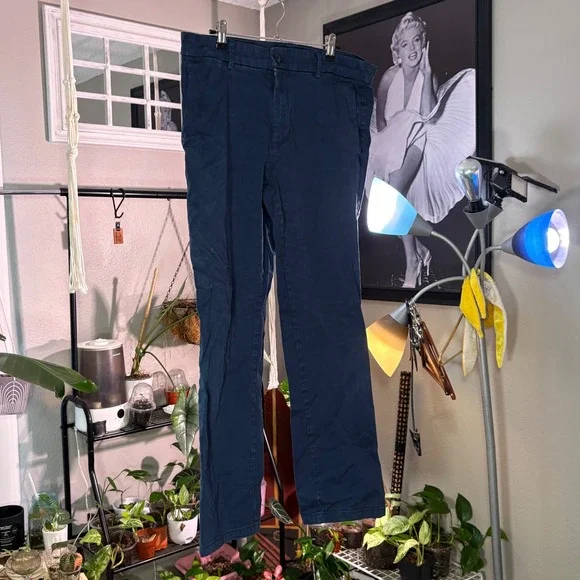 Banana Republic Chino Pants Mens 34x32‎ Navy Blue Excellent Straight Leg Stretch