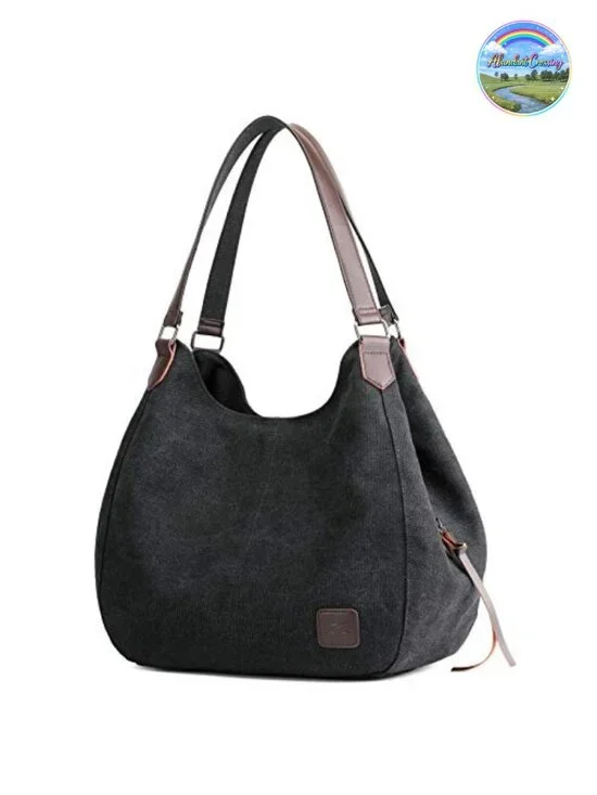 Canvas Multi-Pocket Hobo Shoulder Tote Bag for Women Travel Work Daily Purse