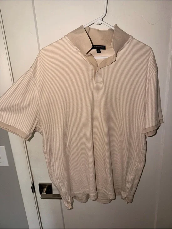Banana Republic Men's Light Beige Striped Polo