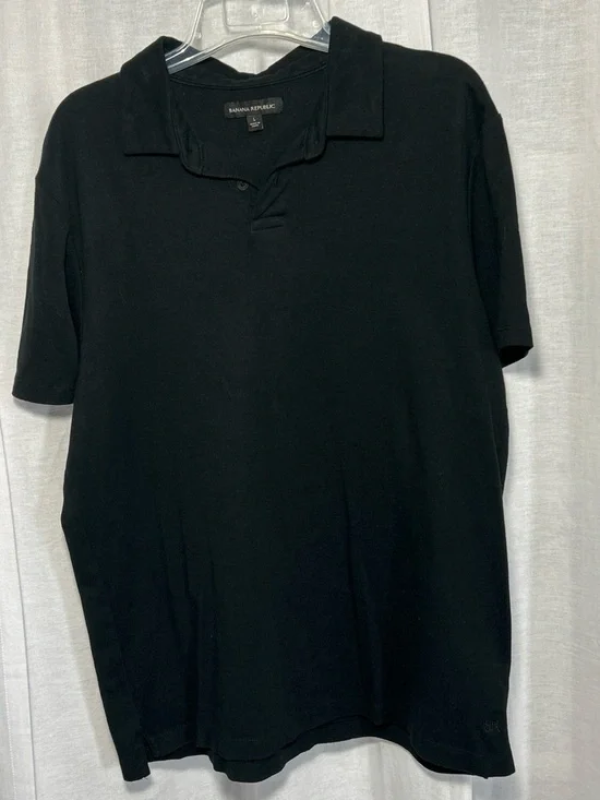 Banana Republic Men's Black Polo Shirt - Solid Black