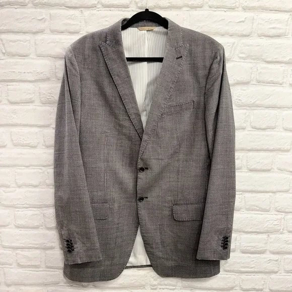 Vtg Banana Republic Heritage 100% Wool Sport Coat Blazer Textured Gray 40L Retro