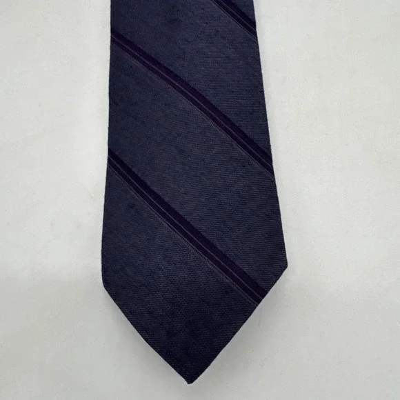 Calvin‎ Klein Tie Purple & Grey Striped Slim NeckTie Silk Blend 58
