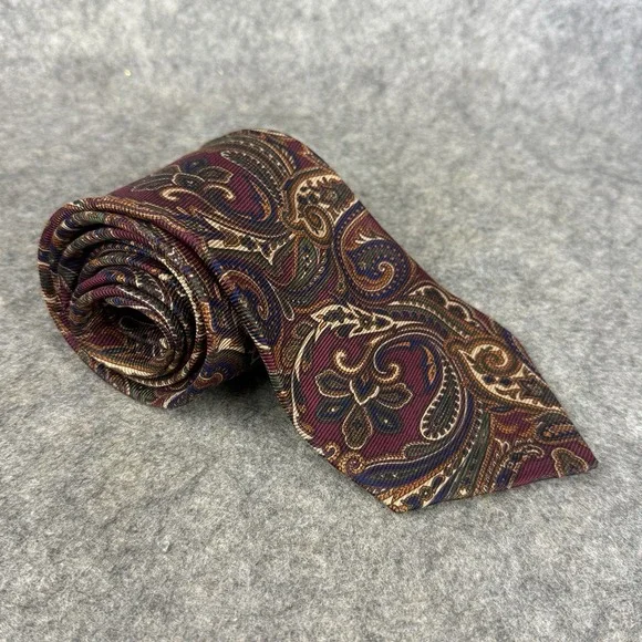 Harold Powell Bold Multicolored Imported Silk Paisley Woven‎ Tie Made in USA