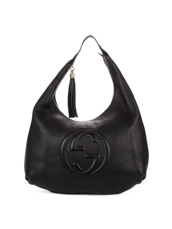 Gucci Soho Hobo Black Grain Calf Leather