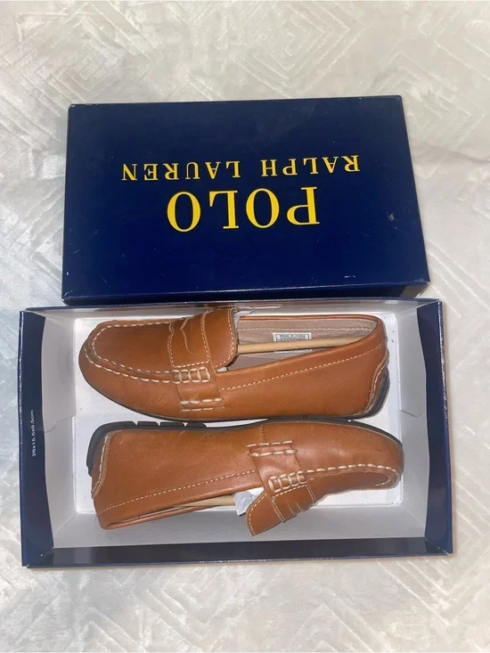 Polo by Ralph Lauren Boys Tan Leather Penny Loafers