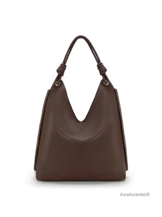 Slouchy Hobo Purse Faux Leather Large Shoulder Bag Knotted Handle