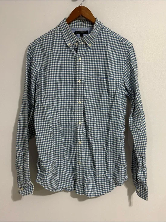 Banana Republic Men's Medium Oxford Slim Fit Gingham Button Down Dress Shirt