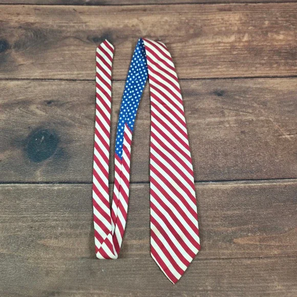 Polo Ralph Lauren Tie Mens One Size Red White Blue Good American Flag Silk