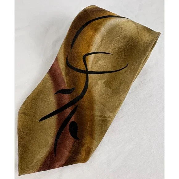 J Garcia Wetlands Limited Edition Collection 43 Silk Tie Gold Abstract 2006