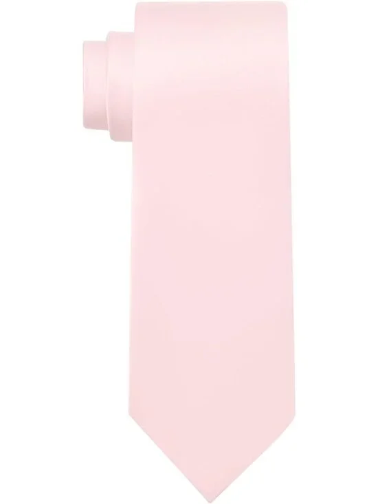 Men's Light Pink Solid Microfiber Plain Formal Silk Necktie For Business Dress
