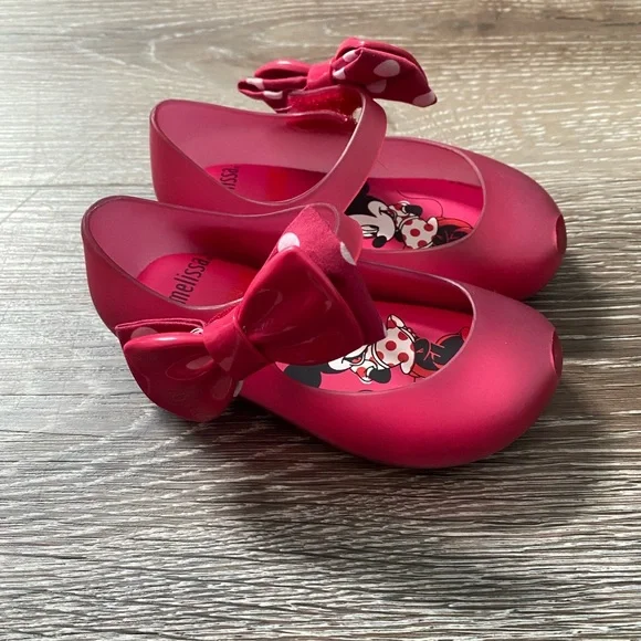 Mini Melissa Girls Red Bow Jelly Dress Shoes