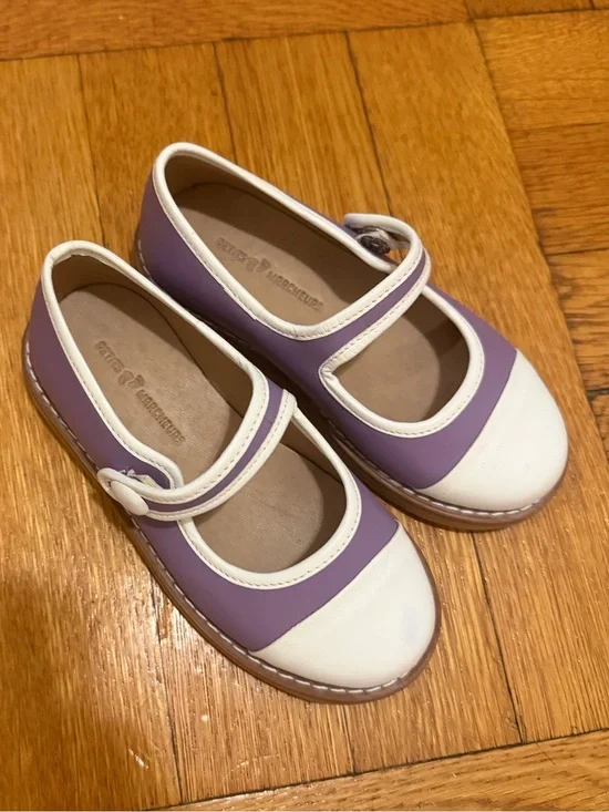 Girls Mary Jane Dress Shoes in Purple and White - Petits Marcheurs Size 9