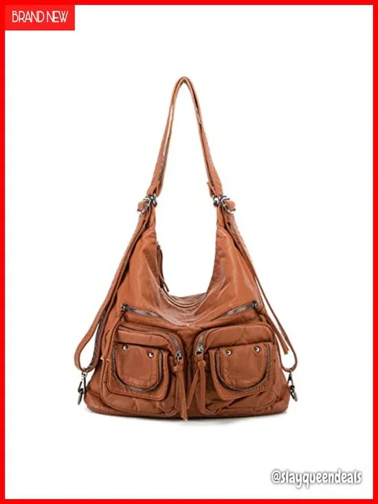 PU Leather Large Hobo Shoulder Bag Crossbody Backpack Tote