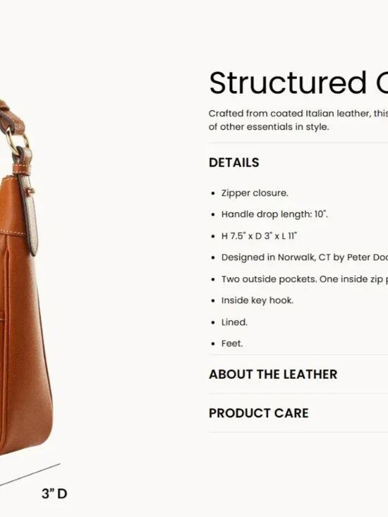 New/No Tags Dooney & Bourke Ecru Saffiano Rebecca Hobo