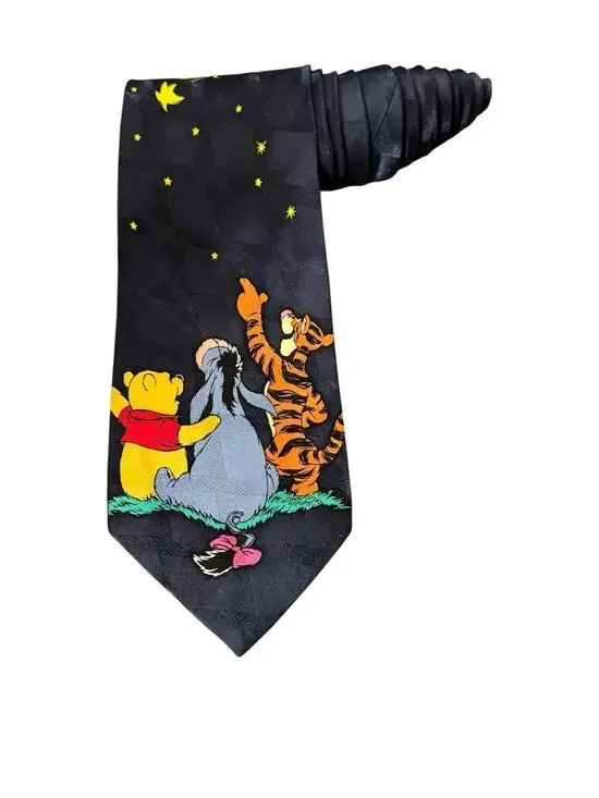 Disney Winnie The Pooh Tigger Eeyore Shooting Star Cartoon Necktie Silk