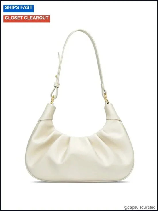 Faux Leather Ruched Hobo Shoulder Bag Underarm Purse Women