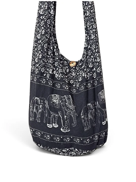 NWOT! Bohemian Elephant Print Hobo Bag - Black/White Colorway!