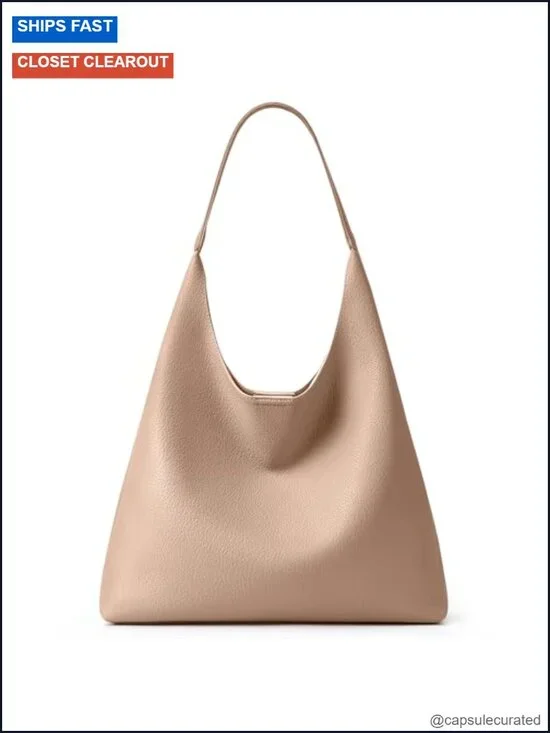 Slouchy 34cm Hobo Bag - Soft Vegan Leather with Suede Lining, Magnetic Closure,