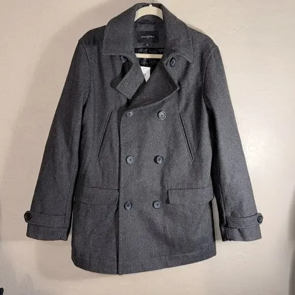 Banana Republic Men’s grey wool blend pea coat size small NWT