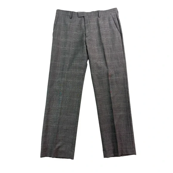 NEW Banana Republic 38x32 Gray‎ Plaid Dress Suit Pants Tailored Slim Fit Wool